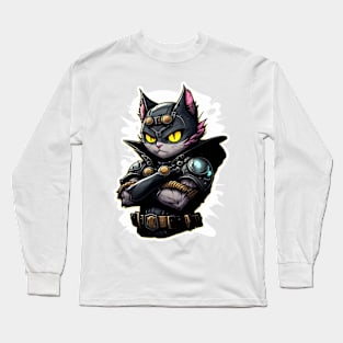 Vigilante Cat Dark Avenger Superhero Long Sleeve T-Shirt